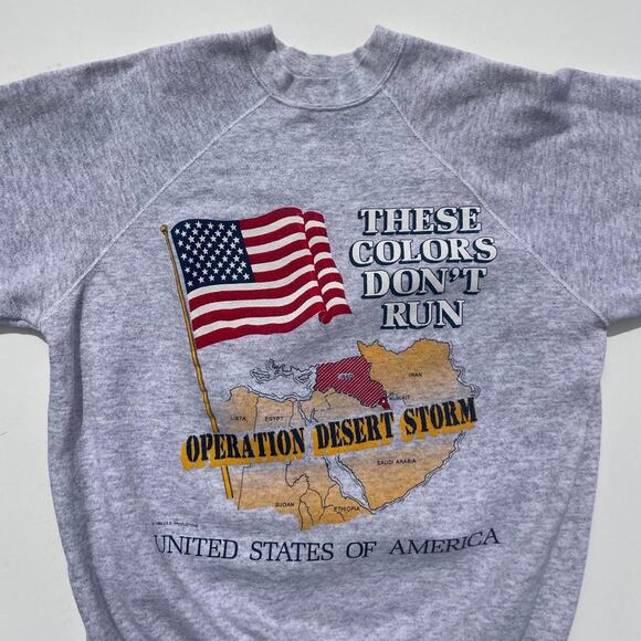Vintage Operation Desert Storm Army Military USA Flag Crewneck Size Large - Picture 2 of 4